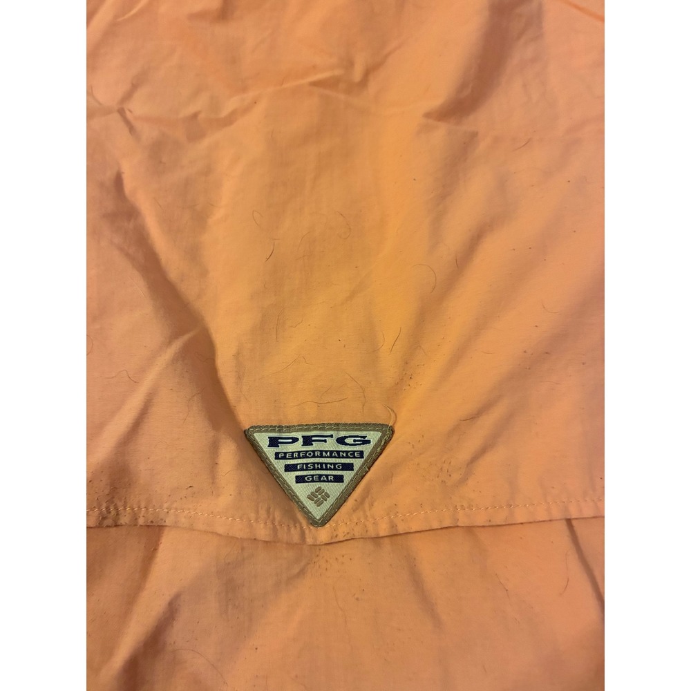 Columbia PFG Fishing Shirt Mens Large Peach Orange Short Sleeve Button Down Gorp - Picture 8 of 13